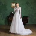 Lace Slimming Fashion Bride Long Sleeve Halter Tail Wedding Dress